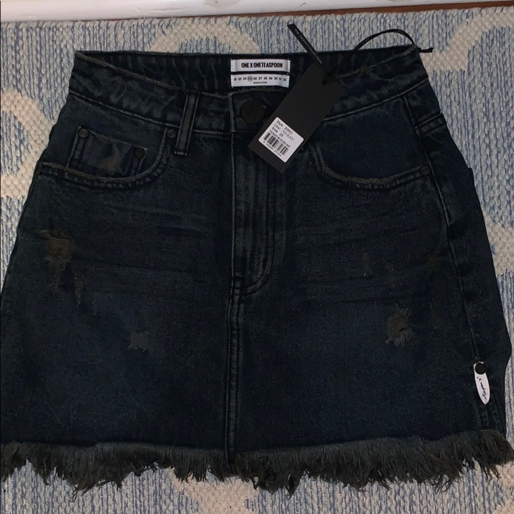 One Teaspoon Fox Black High waisted Mini Skirt